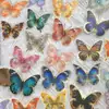 Pacote com 50 Adesivos Coloridos de Borboleta com Estampagem Dourada para Desenhos Animados, Decoração Personalizada Transparente de PET à Prova d'Água para Garrafas de Água e Guitarras, Disponível para Atacado