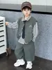 Conjunto de 3 Peças de Colete de Algodão para Meninos Primavera e Outono Estilo Coreano Conjunto Cool Tendência para Bebês e Crianças Pequenas Streetwear