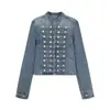 Moda femenina europea y americana transfronteriza AliExpress INS de moda popular casual ajustada chaqueta vaquera