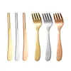 Garfo de Frutas em Aço Inoxidável 304 Estilo Japonês Lixado Garfo de Sobremesa Cabo Inclinado Garfo de Salada Palito de Petisco Doméstico Garfo Pequeno para Bolo
