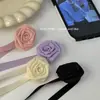 Super Tela de Hada Flor de Rosa Collar Moda Personalidad Gargantilla Elegante Todo-Combinación Cadena para Clavícula
