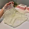 Ropa interior sexy de satén con costuras de encaje para mujer, hueca, antibacteriana, transpirable, pura, fina, con bragas para niñas, al por mayor
