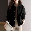 Casaco Curto Petite Outono e Inverno para Mulheres 2025 Novo Outono e Primavera Elegante High-End Casual Cardigan Espesso Jaqueta Top