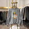 Sudadera de invierno retro, de manga larga, corte holgado, tipo pullover, con forro polar y tejido grueso, nuevo diseño de cuello redondo, con un estampado único de gato, para mujer