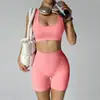 Chal de Yoga para Espalda Fitness Belleza Transfronterizo Sujetador Deportivo Europeo y Americano Conjunto de Ropa de Yoga Adelgazante para Mujer Top y Shorts