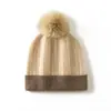 Chapéu de cashmere feminino para inverno, chapéu de tricô quente e à prova de frio, gorro de pompom liso para atividades ao ar livre, chapéu para clima frio, chapéu folgado