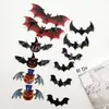 12 Adesivos de Parede de Morcego Pretos Adesivos 3D Decoração de Parede de Fundo para Casa Assombrada Sala de Fuga Aracnídeo de Terror Adesivos 3D