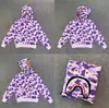 Sudadera con cremallera y camuflaje de tiburón Bape de moda para hombre y mujer, estilo pareja, cárdigan chaqueta con capucha holgado de forro polar puro de moda para hombre
