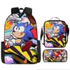 Mochila transfronteriza con estampado de dibujos animados para niños y niñas en jardines de infancia alrededor de Sonic