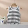 Nova Camisola de Algodão com Bojos, Alças Largas, Regata Listrada, Top na Altura da Cintura, Sutiã Integrado Feminino Lingerie Branca