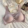 Sutiã de Amamentação Sem Aro Roupa Íntima de Maternidade Seda Gelada Toque Natural Confortável Suporte Macio Almofadas de Copo com Memória Abertura Frontal com Fecho Roupa Íntima Feminina