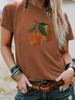 Em estoque Europeu e americano moda gola redonda laranja fruta top camiseta feminina Amazon em estoque solto manga curta comércio exterior atacado