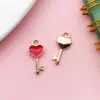 1 Trébol de Cuatro Hojas Rojo Manzana Cereza Accesorios de Joyería DIY Aleación de Goteo de Aceite Colgante de Llavero Colgante de Pulsera Mujeres