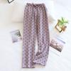 Pantalones de Crepé para Mujer Nuevos de Primavera, Verano y Otoño Hilo de Algodón de Doble Capa Pantalones para el Hogar Algodón Casual Sencillo Pantalones de Pijama para Mujer
