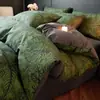 Juego de cuatro piezas de algodón cepillado engrosado estilo vintage, juego de cuatro piezas de algodón puro estilo francés con sábana bajera, ropa de cama Nantong