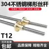 Varilla Roscada Trapezoidal T12 de Acero Inoxidable 304, Tornillo Trapezoidal, Varilla Roscada Tipo T, Paso de Avance 2*3*4*8*10*12
