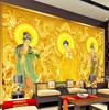 Fondo de Pantalla 3D de los Tres Santos del Oeste con Estatuas de Buda Mural Buda Amitabha Mundo de Bienaventuranza Sala de Buda Fondo de Pantalla de Templo