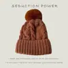 Gorro de Lana, Gorro Tejido, Estilo Nuevo, Invierno, Ala Ancha, Versátil, Cálido, Estilo Europeo y Americano, Color Sólido, Estilo para Mujer, Forrado de Felpa