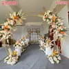 Champagne suelo pasillo de flores ceremonia de boda regalo decoración arte colgante rosa fondo falso material recepción de invitados en el lugar