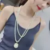 Nova Corrente de Suéter Elegante Pérola Retrô Feminina Longa Leve Luxo Colar de Alta Qualidade Pingente Elegante Japonês e Coreano