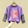 Camiseta Básica para Niña 2026 Nuevo Otoño Infantil Algodón Puro Moda Manga Larga Camiseta Casual para Niña Cuello Redondo