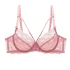 Conjunto de Lencería Sexy de Encaje para Mujer Verano Delgado Pecho Grande Pecho Pequeño Sujetador Reductor Lazo Encaje Hueco Transpirable Conjunto de Sujetador