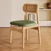 Mesa y Sillas de Comedor Retro Francesas de Madera Maciza Silla de Comedor con Respaldo Estilo Mid-Century Casual Hogar Hotel Silla de Ratán Taburete para Influencers
