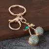 Chaveiro de Fruta Cereja Diamante para Carro Pingente de Bolsa Feminina Anel de Chaveiro de Metal Presente Criativo Fofo Venda por Atacado