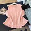 Tiro real 2026 Verano Chaleco Artístico Rayado con Volantes Nuevo Estilo Chino Tendencia Nacional Cuello Redondo Francés Que Reduce la Edad Sin Mangas