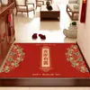 Tapete de porta festivo de terra de diatomáceas vermelho, perfeito para recém-casados, durável e antiderrapante, adequado para uso doméstico na entrada.