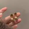 Pendientes de esmalte marrón café para otoño e invierno, nuevos pendientes de moda retro sencillos para mujer, pendientes de viento frío