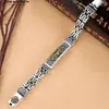 Pulsera de Plata para Hombre Retro Trendy Pulsera Creativa de Personalidad Joyería de Mano Mazo Patrón Ping An Cadena Joyería de Plata Joyería Transfronteriza