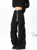 Pantalones Plisados Irregulares Estilo Americano para Hombre Primavera y Otoño Pierna Recta Pierna Ancha Viento Perezoso Drapeado Ropa de Trabajo Pantalones Casuales para Hombre