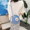 Bolsa Têxtil Tecida à Mão Nova Moda Design de Nicho Bolsa Tecida de Palha Versátil Bolsa Transversal Pequena Redonda Quente Transfronteiriça