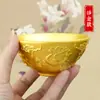 Tigela de Metal Liga Imitação Dinastia Qing Quatro Bestas Sagradas Artesanato Antigo Esculpido Decoração em Relevo Ornamento Atraente para Sorte em Casa