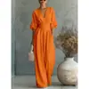 En stock 2026 Europeo y Americano transfronterizo primavera/verano Amazon elegante entallado a la cintura nuevo V-neck elegante mono de mujer