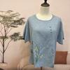 Traje de Verano de Manga Corta para Abuela de Mediana Edad y Anciana 2025 para Mujer, Top Holgado Casual de Dos Piezas para Madre