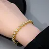 Pulseira Geométrica com Cravação de Diamantes Estilo Europeu e Americano, Pulseira Totalmente Cravejada Estilo Romano da Moda, Joias Versáteis e Estilosas para Atacadistas e Celebridades da Internet