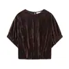 Atacado de Fabricantes de Roupas Femininas Transfronteiriças 2025 Aliexpress Popular Casual Americano Estilo Balão Tops de Veludo