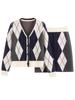 Traje Casual de Moda Xiaoxiangfeng de Celebridad para Mujer Suéter Cárdigan de Invierno Falda Línea A Traje de Punto de Dos Piezas Falda