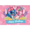 Tela de Fondo de Cumpleaños de Stitch Suministros de Decoración para Fiesta de Cumpleaños Diseño del Lugar Banner de Tela de Poliéster de Stitch
