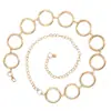Primavera y verano moda coreana elegante dorado cadena de cintura para mujer vestido decorativo metal anillo grande cinturón mujer una generación de cabello