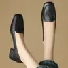 Zapatos Cuadrados de Tacón Grueso para Mujer en Liquidación de Alta Gama, Zapatos Suaves de Madre para Primavera y Otoño 2026, Mocasines de Tacón Medio para Mujer