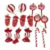 Set de 15 piezas de paleta de caramelo de 6 cm traje navideño bola de Navidad piña colgante de árbol de Navidad regalo de Navidad