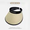 Chapéu de Palha de Aba Larga Preto Borracha Chapéu Protetor Solar Feminino Verão Anti-UV Topo Ventilado Cavalgada Praia Guarda-Sol Chapéu de Sol