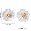 Pendientes de Botón de Perla con Flor Blanca para Mujer Aguja de Plata de Ley S925 Pendiente Francés de Lujo Ligero Nueva Moda Pendientes para el Trabajo
