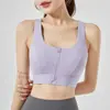 Sutiã Esportivo à Prova de Impacto Peça Única Zíper Frontal Push-Up Roupa Externa de Alta Intensidade Costas Bonitas Fitness Yoga Sutiã Regata
