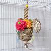 Juguete para loro cesta de paja juguete para alimentación tejido de hierba para roer papel de molienda y alivio juguete relleno juguete para pájaro