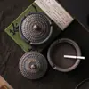 Cinzeiro de grés banhado a ouro Cinzeiro retrô artesanal estilo japonês esmalte de ferro de queima antiga acessórios de cerâmica para casa