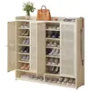 Zapatero Vertical de Alto Estilo para la Entrada Exterior, Zapatero Doméstico Estrecho de Múltiples Capas con Puertas para Uso en el Pasillo